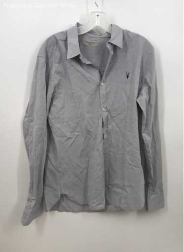 All Saints Men's Light Grey Button-Up Size M