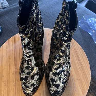 betsy johnson lepord sequin cowboy boots 7m Lucki 