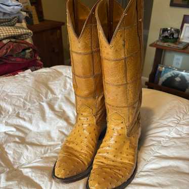 Vintage Nocona Ostrich Patchwork Leather Boots