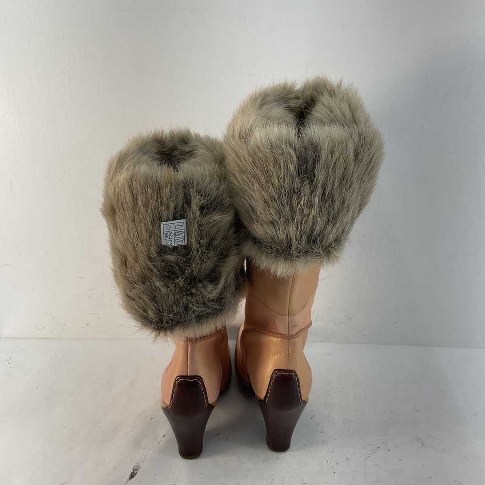 Timberland Iridescent Peach Leather Faux Fur Wedg… - image 3