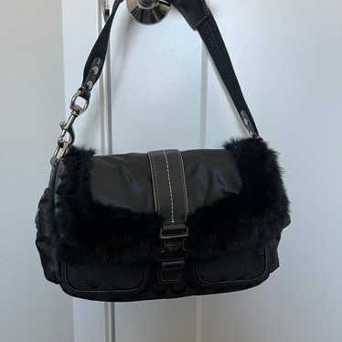 Black Coach fur purse