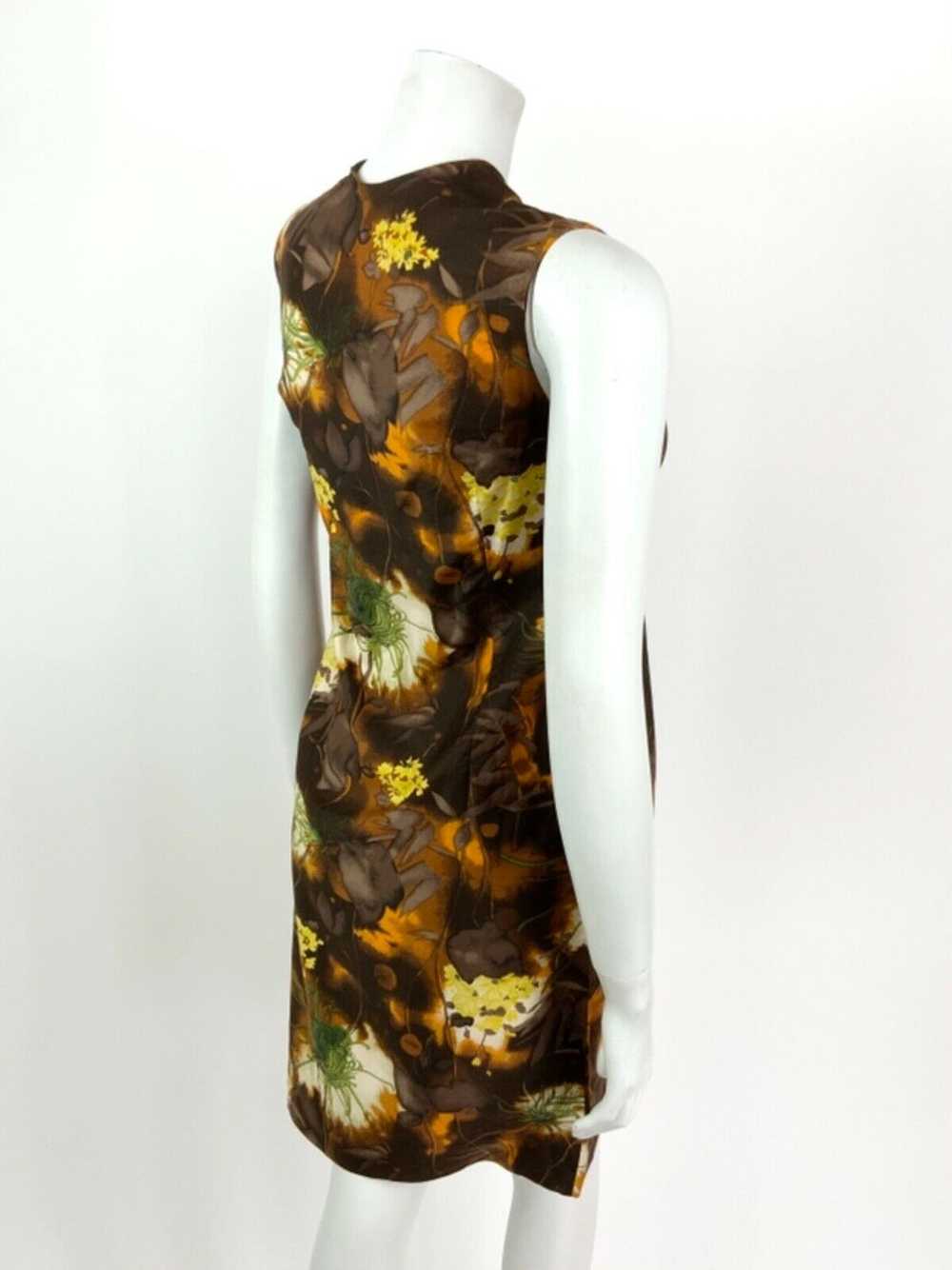 VINTAGE 60s 70s BROWN ORANGE YELLOW GREEN FLORAL … - image 5