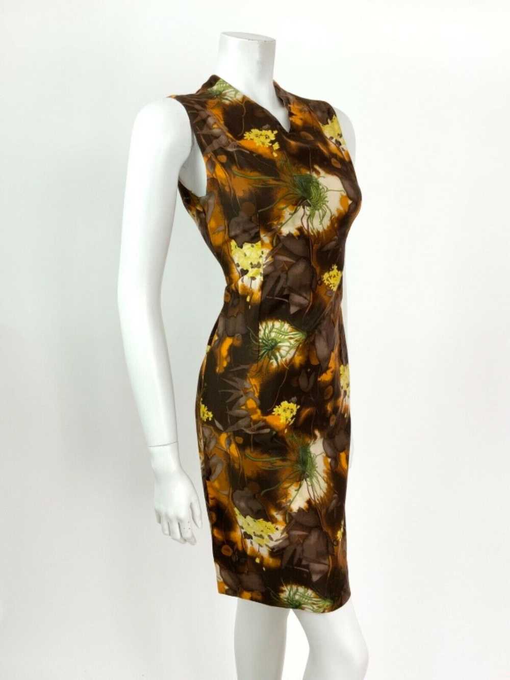 VINTAGE 60s 70s BROWN ORANGE YELLOW GREEN FLORAL … - image 6