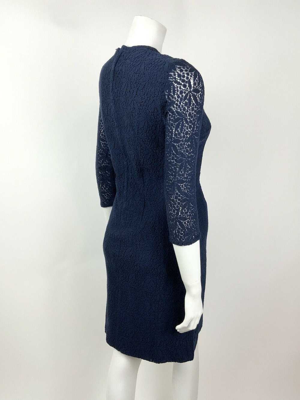 VINTAGE 60s 70s NAVY BLUE FLORAL LACE MOD PENCIL … - image 6