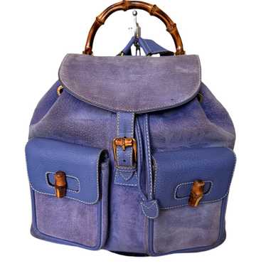 Vintage Gucci Suede Bamboo Backpack - image 1