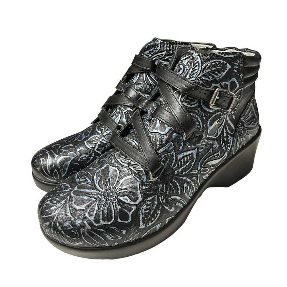 Alegria Womens Leather Indi Zip Ankle Boots Blue … - image 1