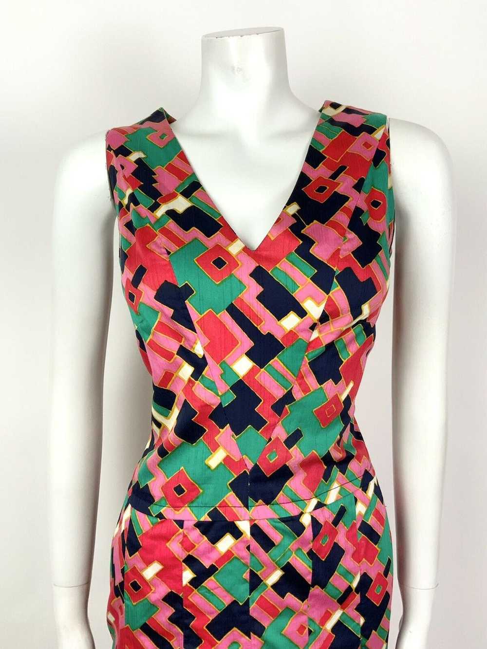 VTG 60s 70s PINK BLUE GREEN GOLD GEOMETRIC PSYCHE… - image 3