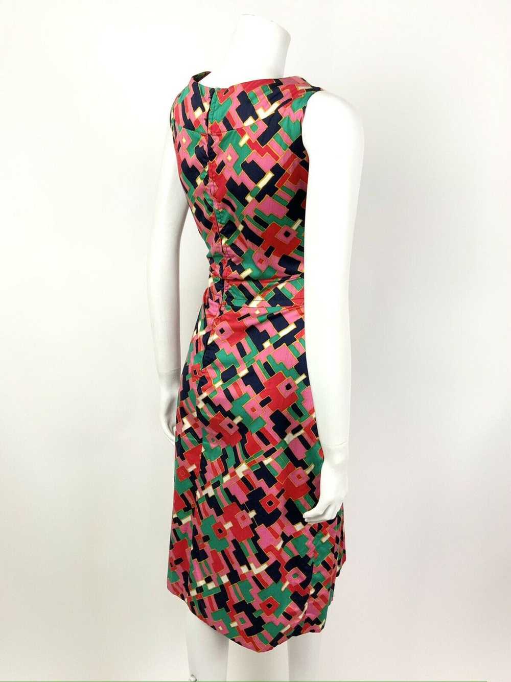 VTG 60s 70s PINK BLUE GREEN GOLD GEOMETRIC PSYCHE… - image 6