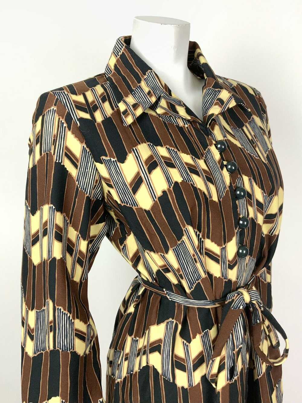 VINTAGE 60s 70s BROWN YELLOW BLACK ZIG-ZAG GEOMET… - image 4