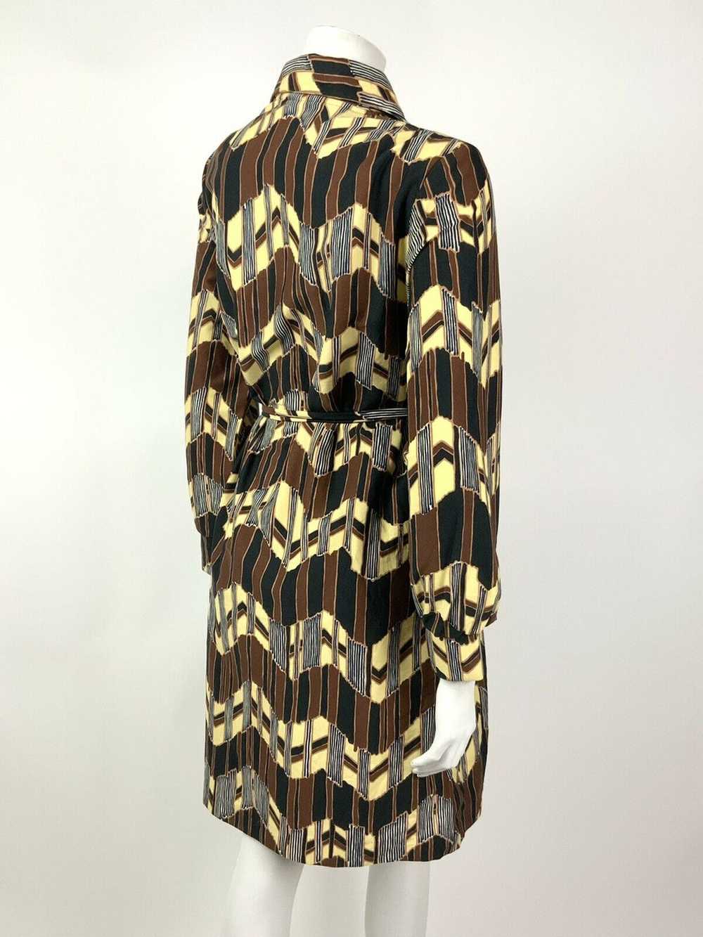 VINTAGE 60s 70s BROWN YELLOW BLACK ZIG-ZAG GEOMET… - image 6