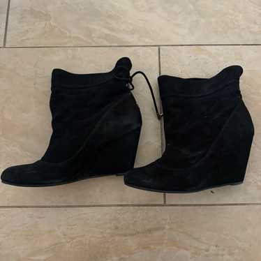 Wedge Booties Suede Black Vintage y2k