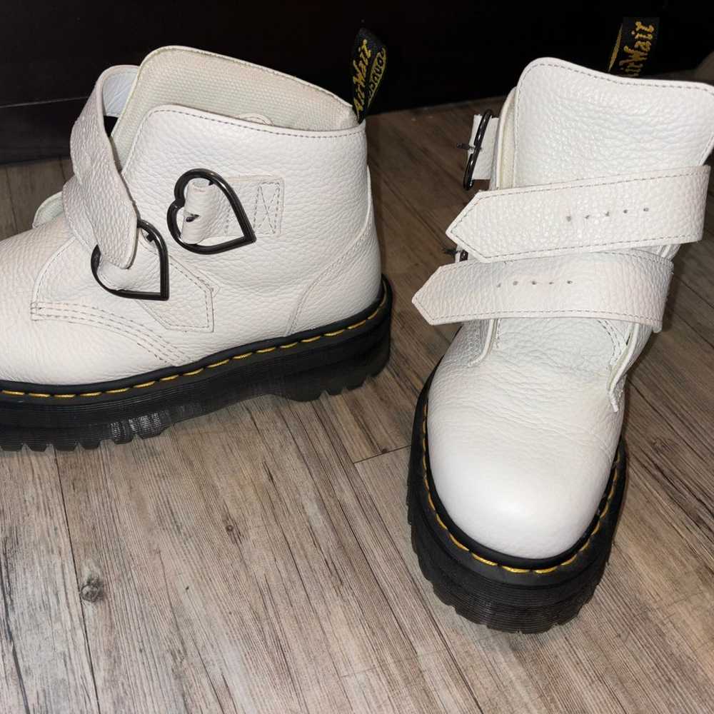 White Devon Heart Boots W/ Heart Buckle - image 1