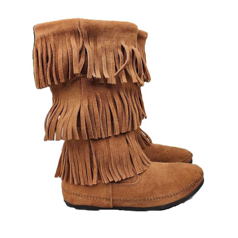 Minnetonka Moccasin 3-Layer Fringe Boots 9 - image 3