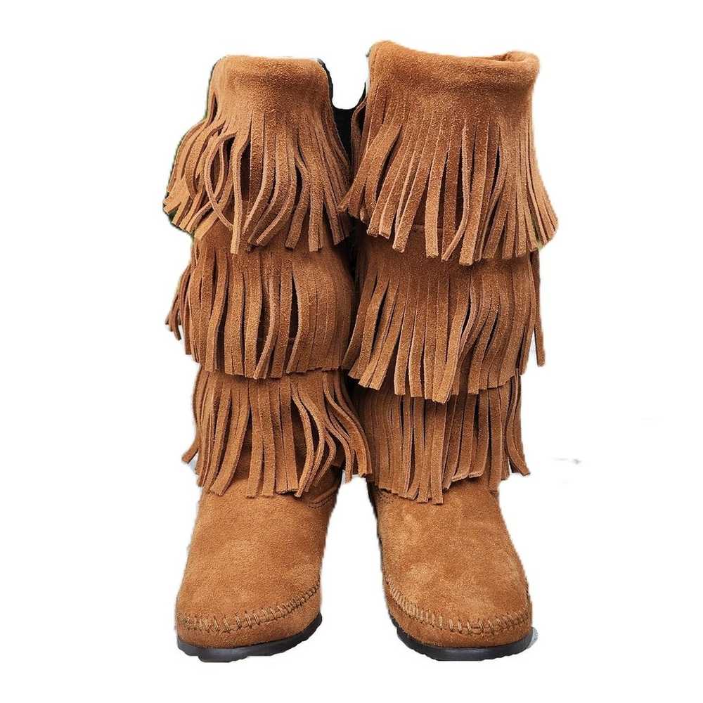 Minnetonka Moccasin 3-Layer Fringe Boots 9 - image 4