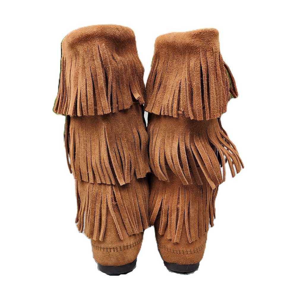 Minnetonka Moccasin 3-Layer Fringe Boots 9 - image 7