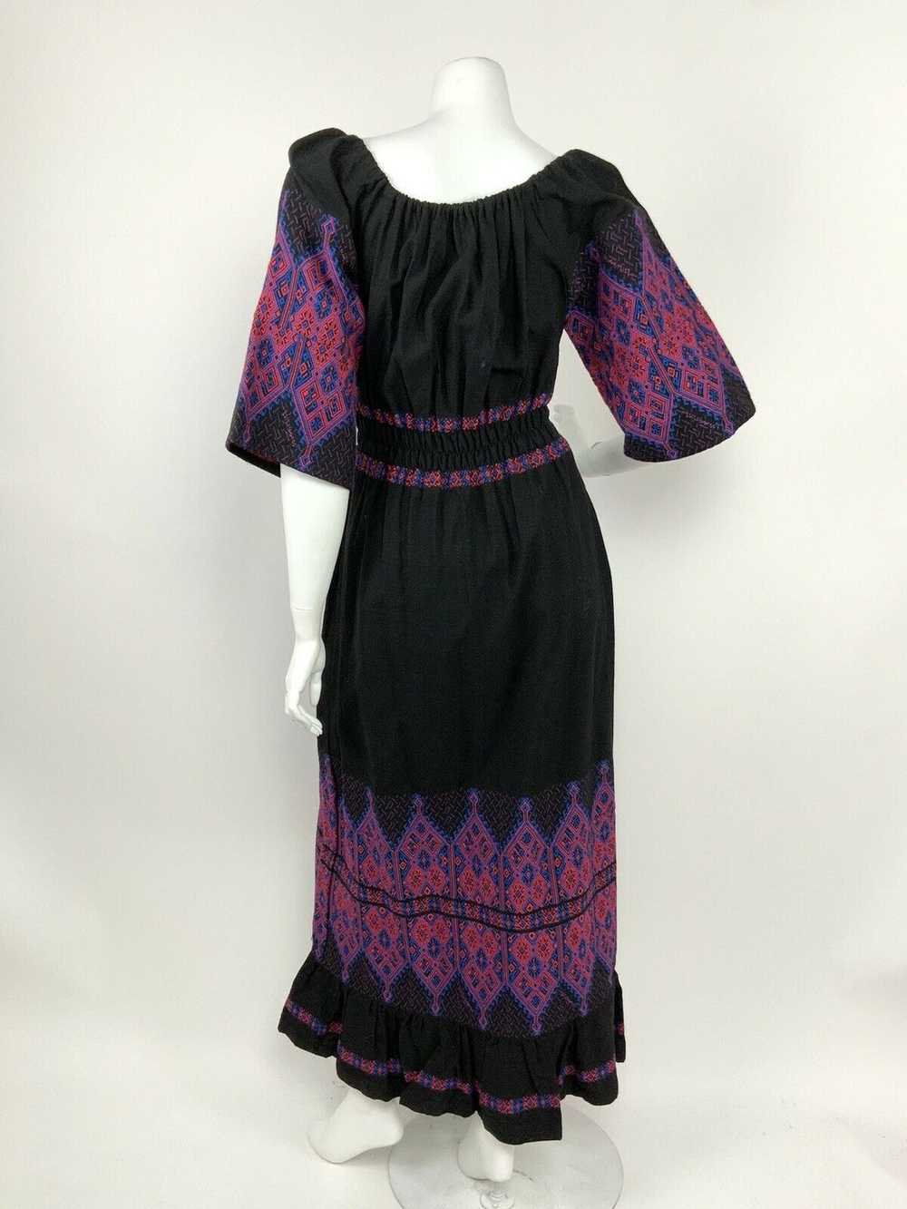 VTG 60s 70s ETHNIC FOLK BLACK BLUE RED EMBROIDERE… - image 6