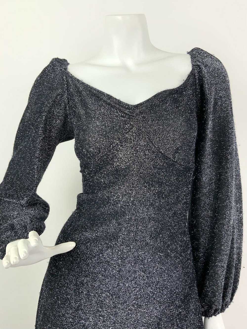 VTG 60s 70s BLACK SILVER GLITTER LUREX SWEETHEART… - image 3