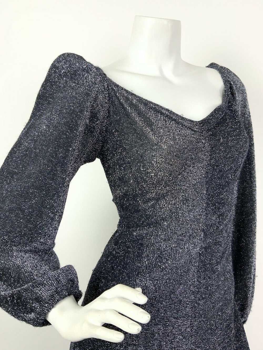 VTG 60s 70s BLACK SILVER GLITTER LUREX SWEETHEART… - image 4