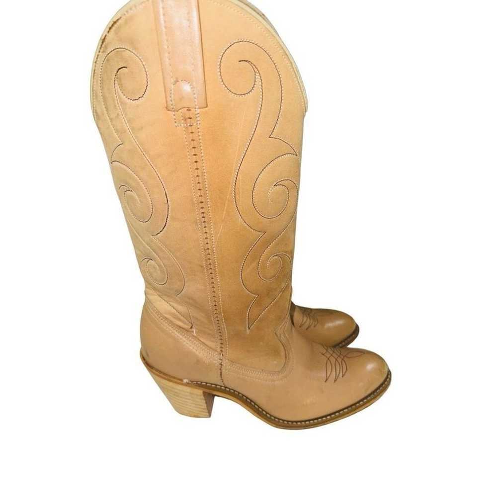 Vintage Acme Tan Leather Western Cowboy Cowgirl B… - image 11