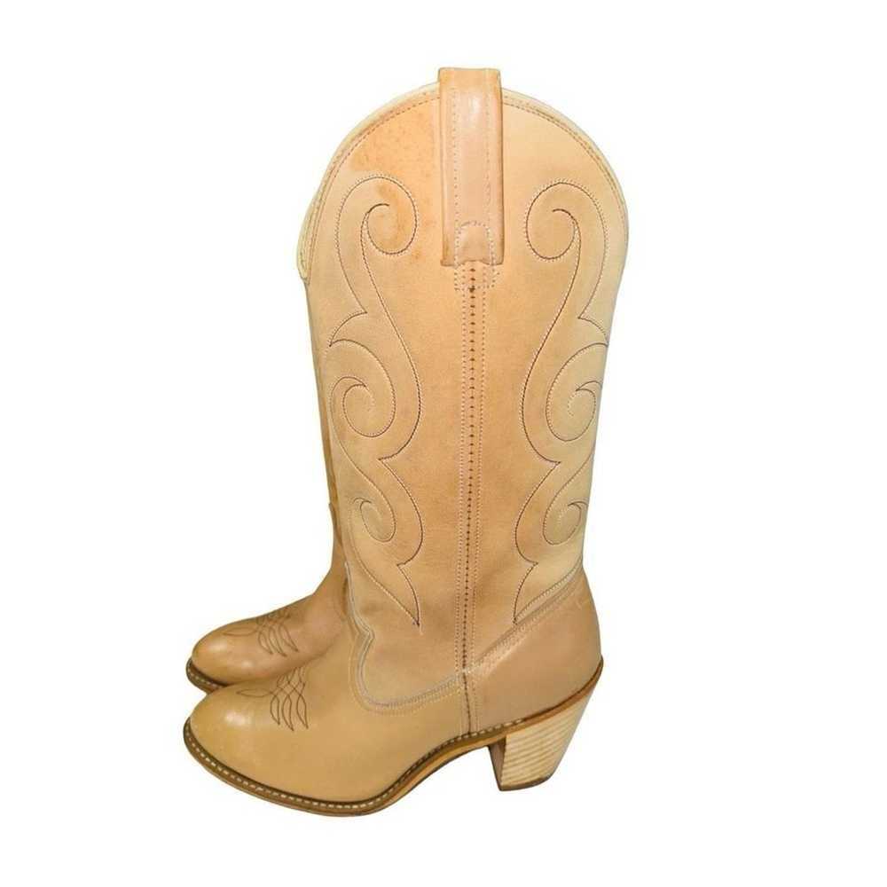 Vintage Acme Tan Leather Western Cowboy Cowgirl B… - image 12