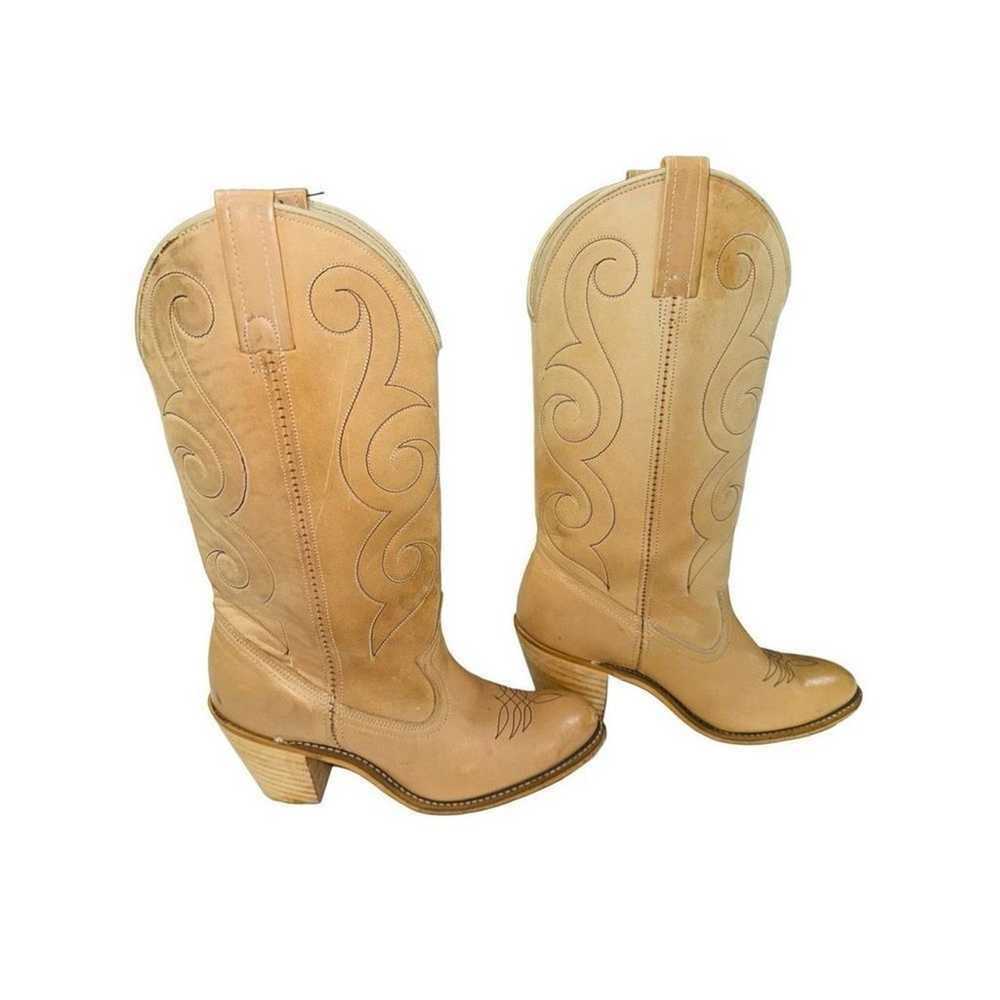 Vintage Acme Tan Leather Western Cowboy Cowgirl B… - image 1