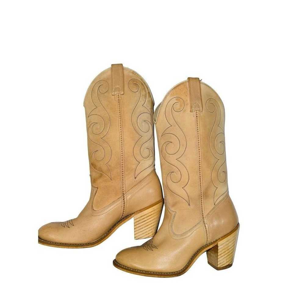 Vintage Acme Tan Leather Western Cowboy Cowgirl B… - image 2