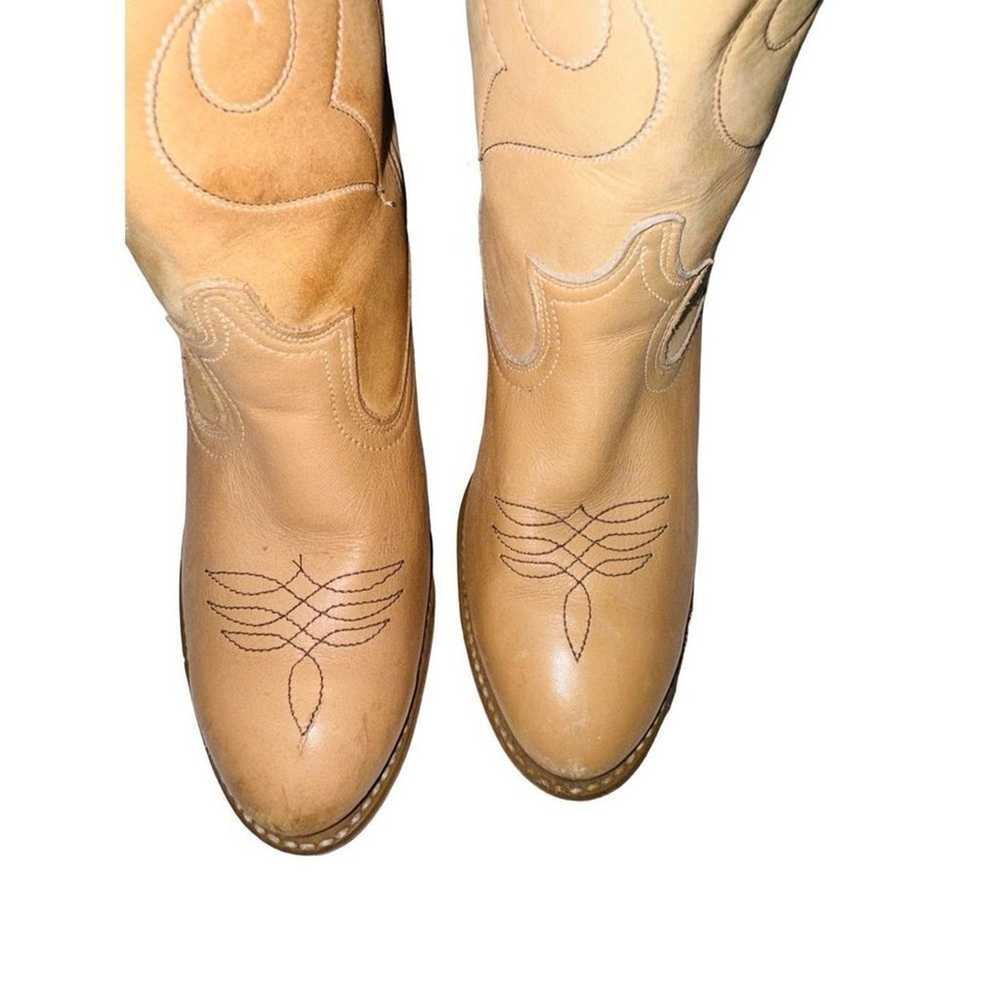 Vintage Acme Tan Leather Western Cowboy Cowgirl B… - image 5