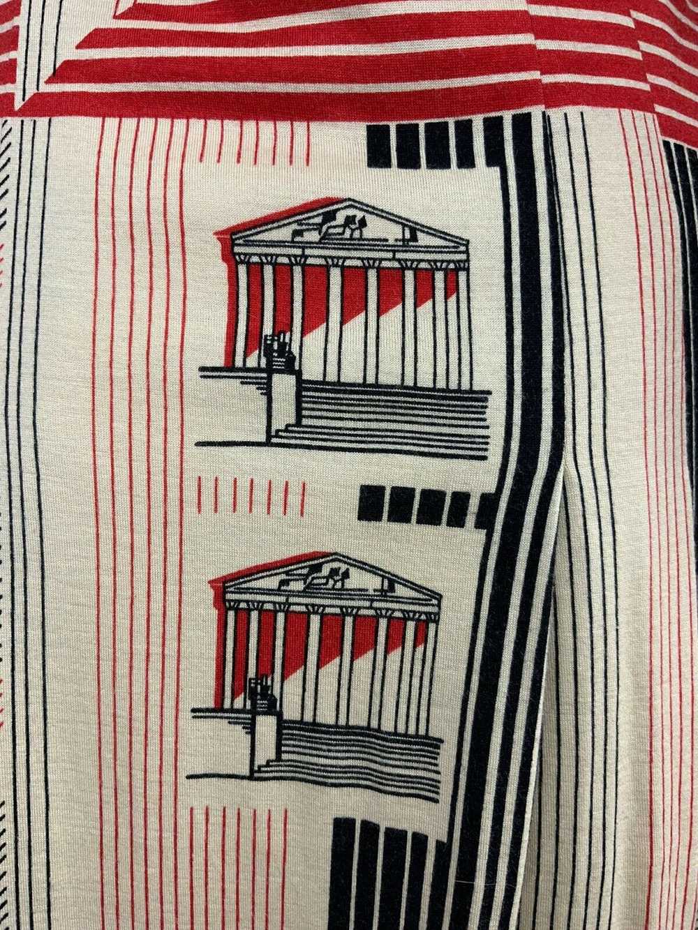 VTG 60s 70s CREAM BLACK RED STRIPED PANTHEON ROMA… - image 6