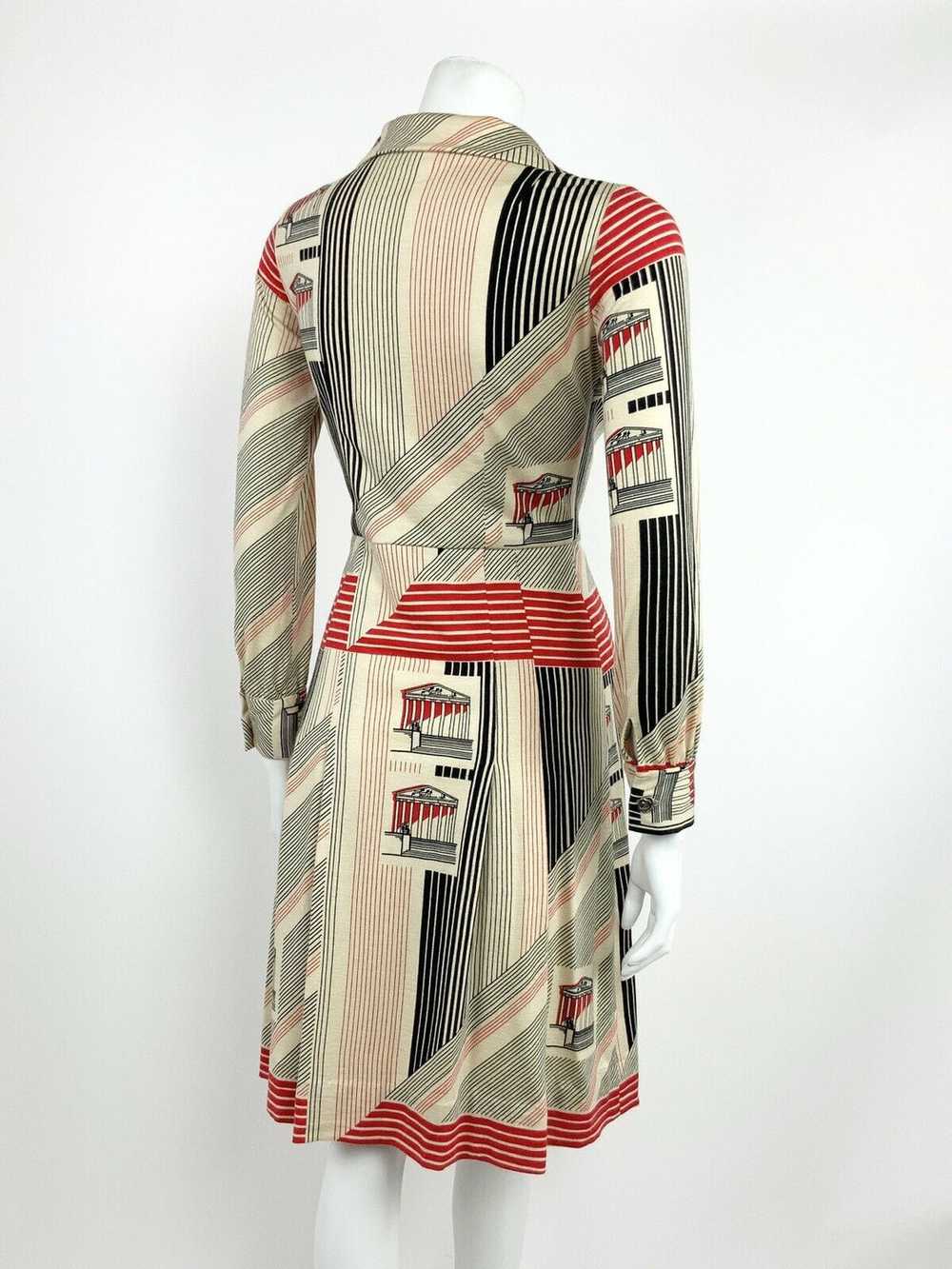 VTG 60s 70s CREAM BLACK RED STRIPED PANTHEON ROMA… - image 7