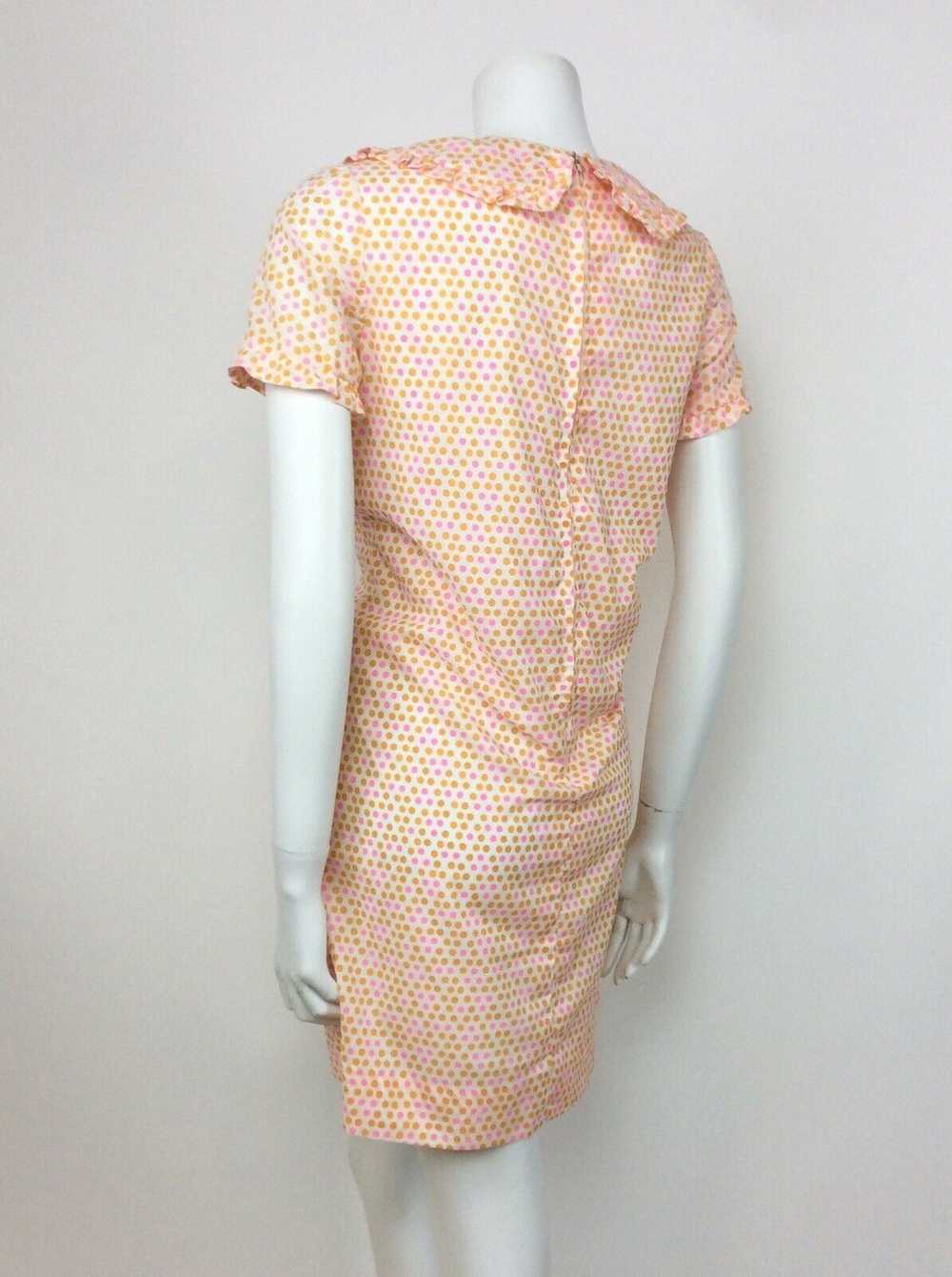 VTG 60s 70s ORANGE PINK WHITE POLKA DOT RUFFLE CO… - image 7