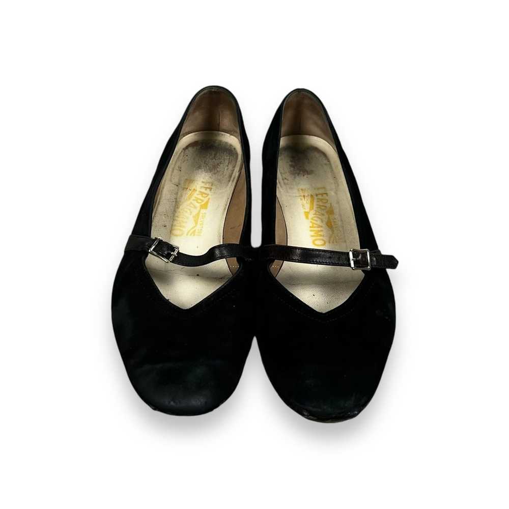 Vtg Salvatore Ferragamo Suede Mary Jane Flats Loa… - image 3