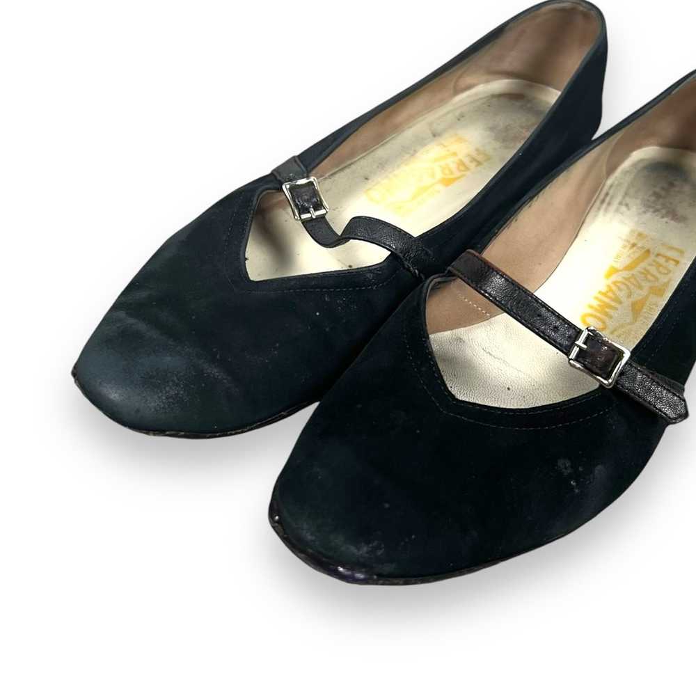 Vtg Salvatore Ferragamo Suede Mary Jane Flats Loa… - image 6