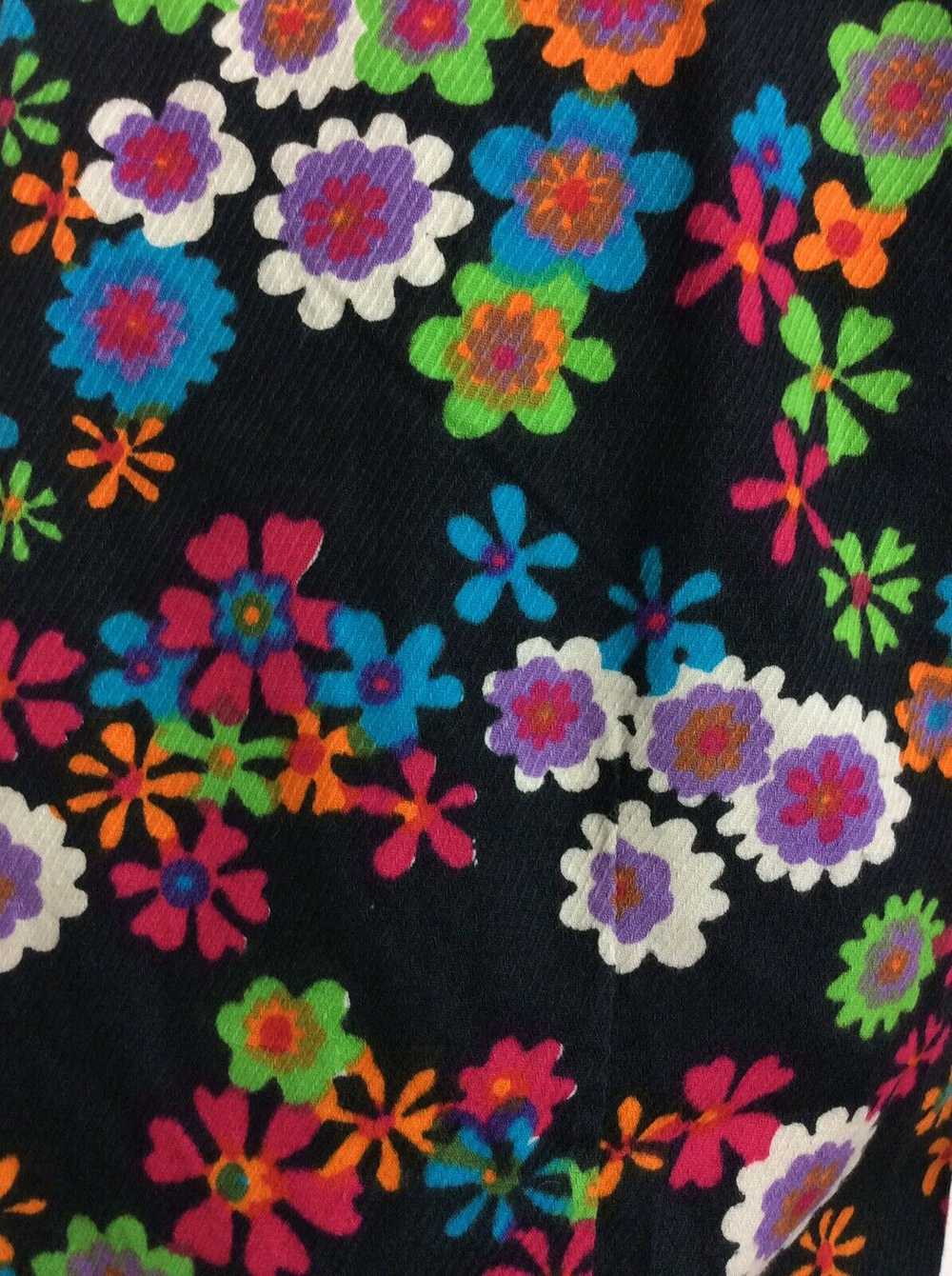 VINTAGE 60S PSYCHEDELIC BLACK GREEN BLUE RED COTT… - image 8