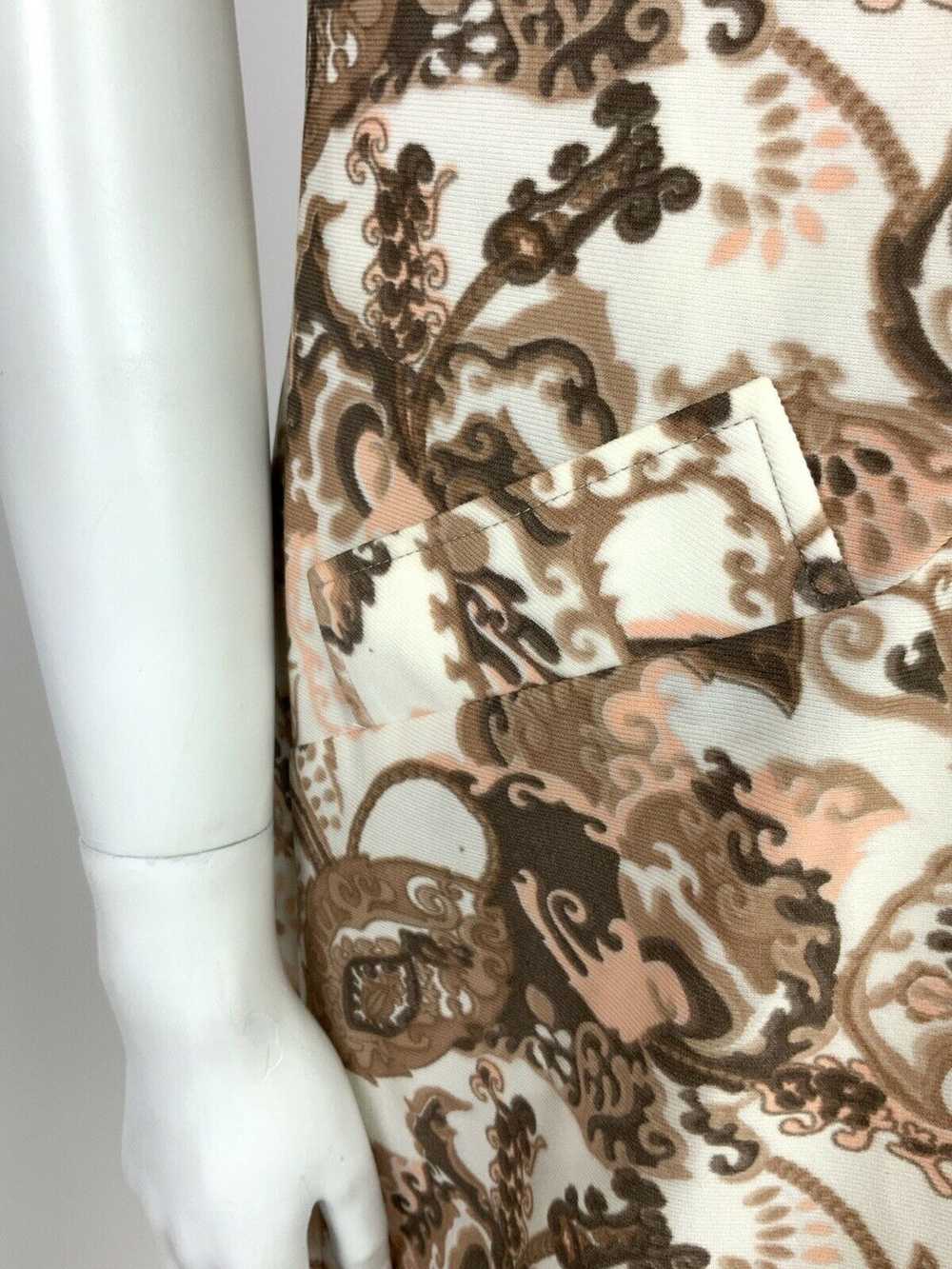 VTG 60s 70s WHITE BEIGE BROWN PINK FLORAL PAISLEY… - image 7