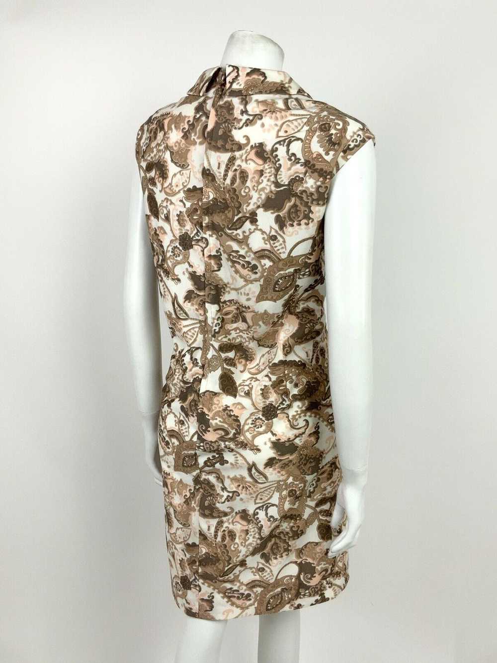 VTG 60s 70s WHITE BEIGE BROWN PINK FLORAL PAISLEY… - image 8