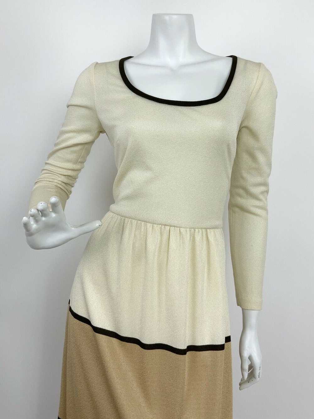 VTG 60s 70s CREAM BROWN GOLD COLOUR BLOCK FOLK BO… - image 3