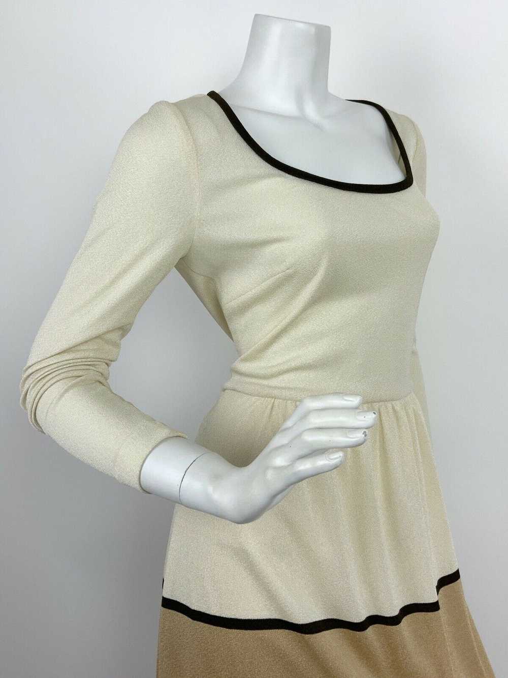 VTG 60s 70s CREAM BROWN GOLD COLOUR BLOCK FOLK BO… - image 4