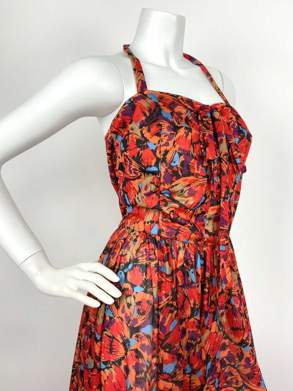 VTG 60s 70s RED ORANGE BLUE BLACK ABSTRACT BUTTER… - image 4