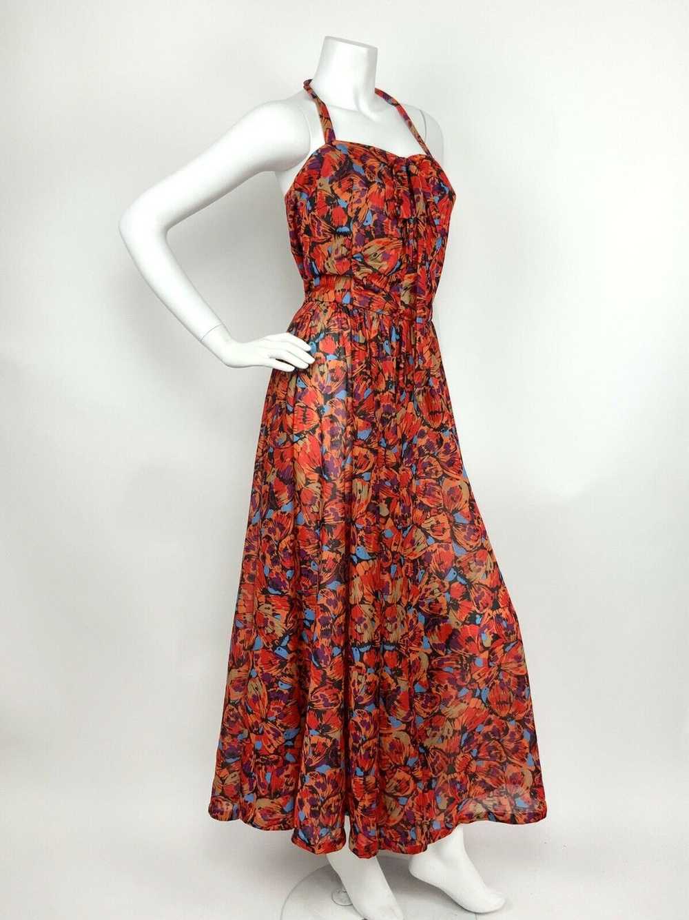 VTG 60s 70s RED ORANGE BLUE BLACK ABSTRACT BUTTER… - image 5