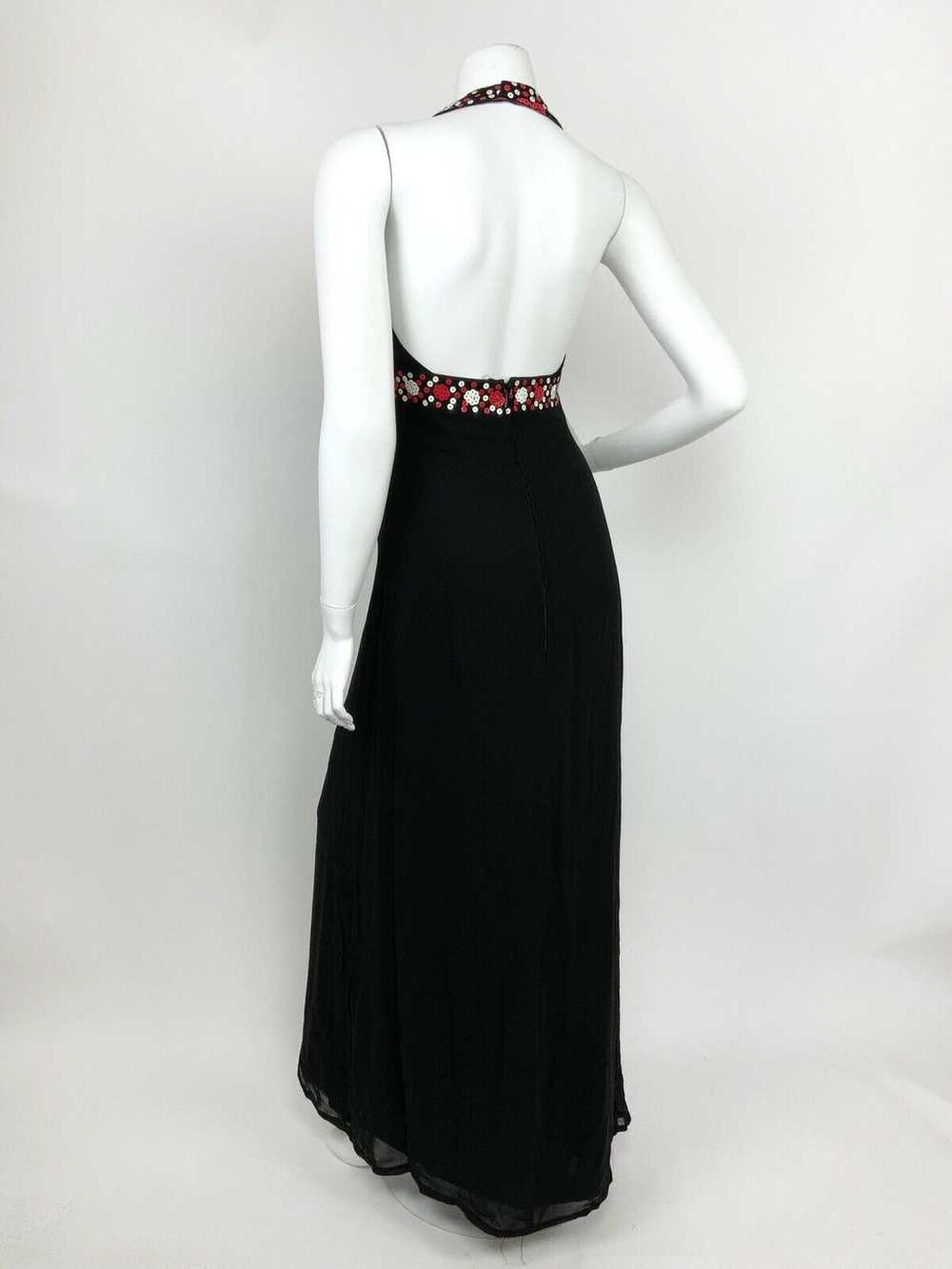 VTG 60s 70s BLACK RED WHITE SEQUIN DAISY FLOWER S… - image 6