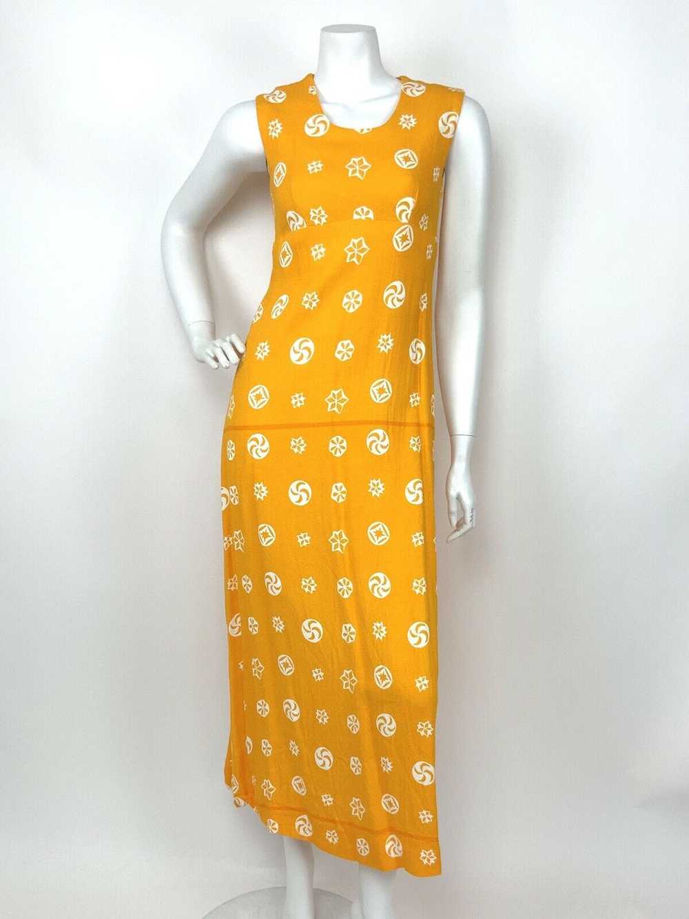 VINTAGE 60s 70s YELLOW ORANGE WHITE ABSTRACT STAR… - image 2