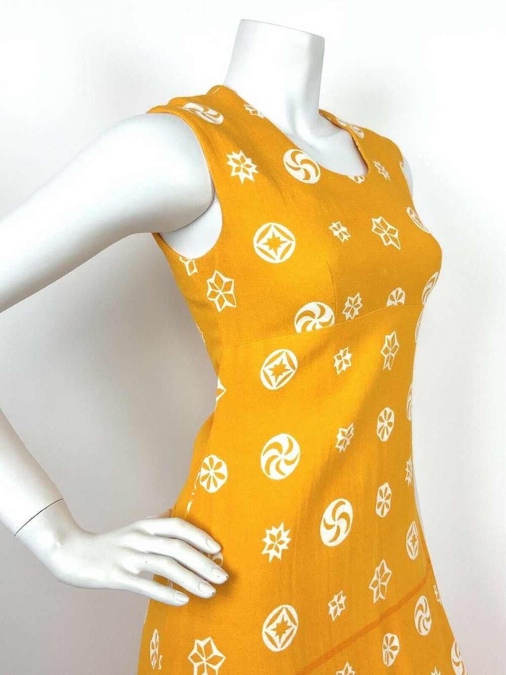 VINTAGE 60s 70s YELLOW ORANGE WHITE ABSTRACT STAR… - image 5