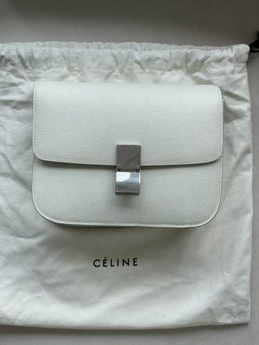 Celine Authentic Celine White Textured Leather Med