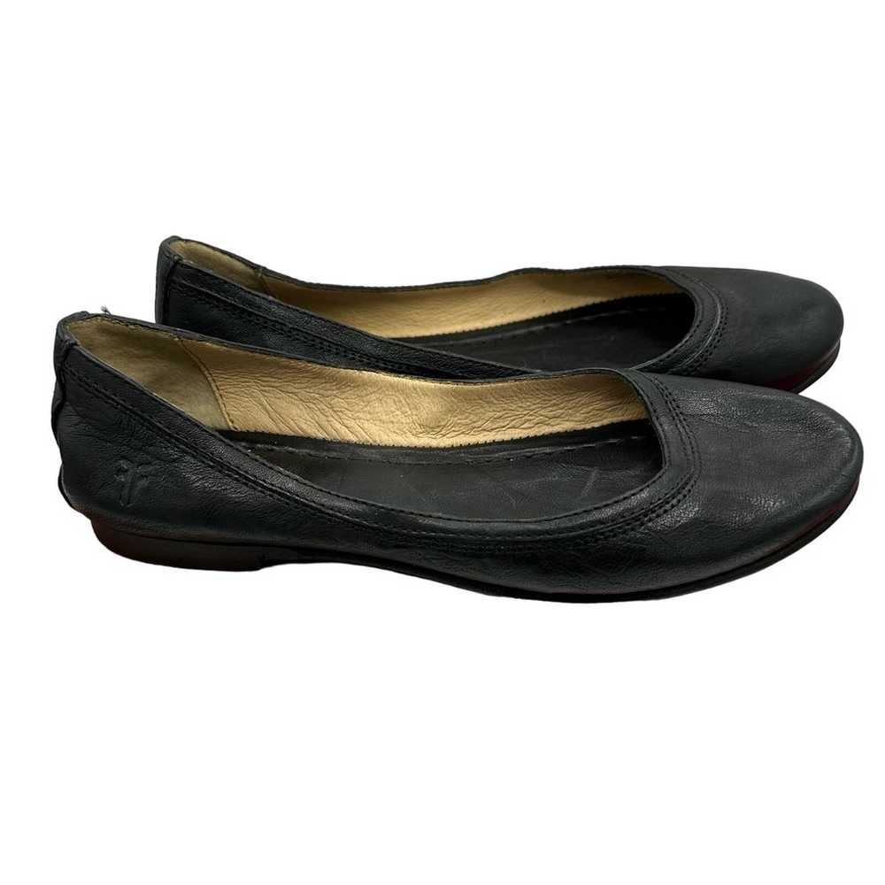 Frye Carson Black Leather Ballet Flats Shoes Size… - image 1