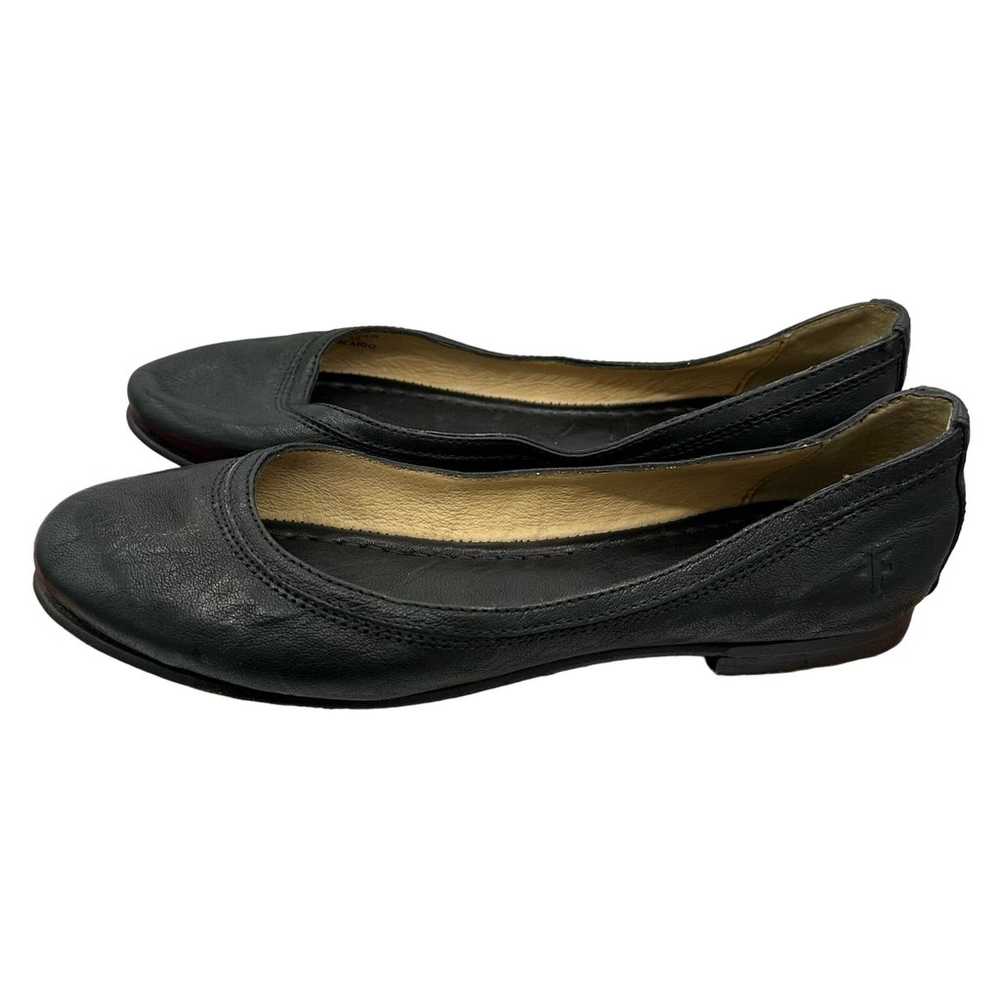 Frye Carson Black Leather Ballet Flats Shoes Size… - image 3