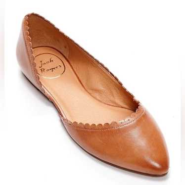 Jack Rogers Chantel Scalloped Brown Leather Flat