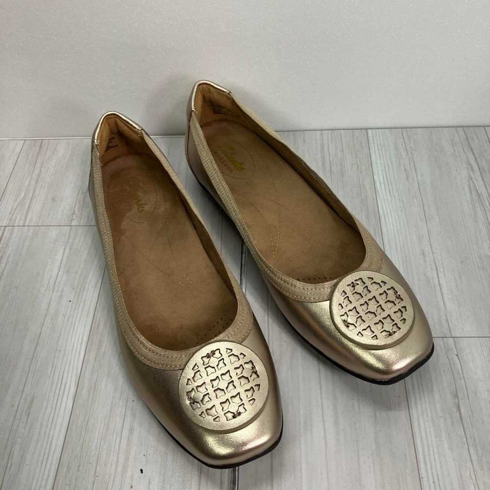 Clarks Flat Shoes, Size 23.5cm, Gold - image 2