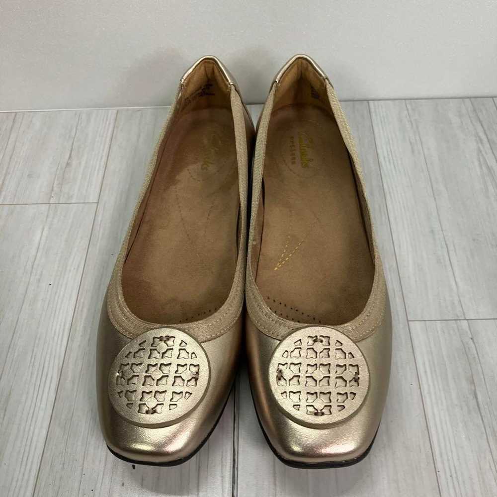 Clarks Flat Shoes, Size 23.5cm, Gold - image 3