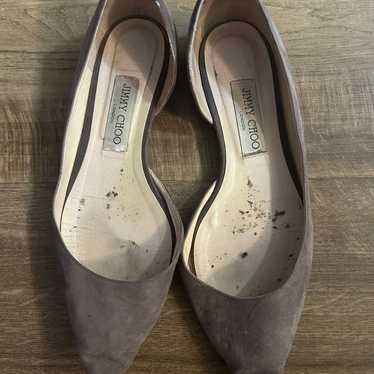 Jimmy Choo Grey Suede Pointed Toe Flats