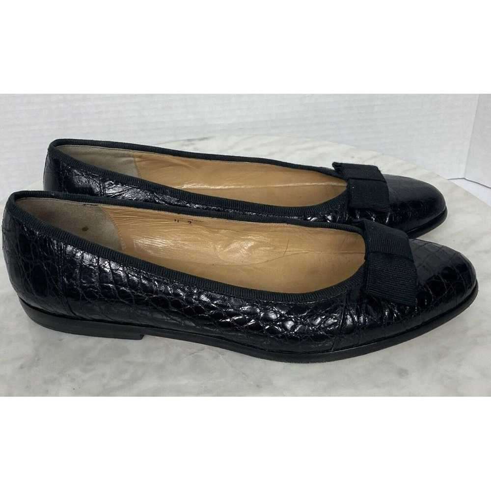 SESTO MEUCCI Womens Black Crocodile Loafers Balle… - image 3